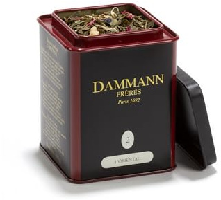 Dammann Frères - Té Verde Oriental a Granel, 200 g, Hojas Sueltas, Aromas Naturales de Lichi, Rosa y Durazno, Mezcla Exótica y Floral, Infusión Aromática, Té Verde Premium