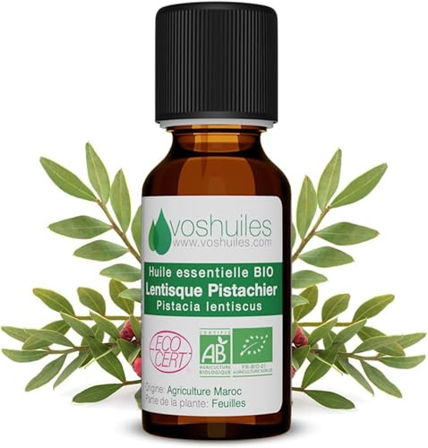 Voshuiles - Huile Essentielle Lentisque Pistachier Bio 5ml - Parfum Chaud - Réputée pour ses Vertus - Huiles Essentielles de Qualité - 100% Pure et Naturelle - HEBBD et Certifiée ECOCERT