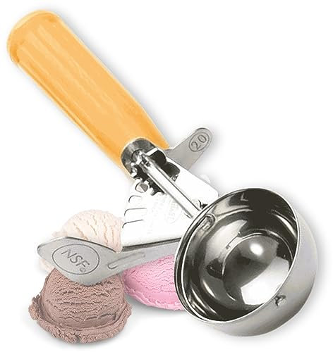 TableCraft 2120 Thumb Press Ice Cream Disher, 60ml (Size 20), Yellow Handle