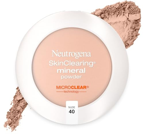 Neutrogena SkinClearing Mineral Acne-Concealing Pressed Powder Compact, Shine-Free & Oil-Absorbing Makeup with Salicylic Acid to Cover, Treat & Prevent Acne Breakouts, Nude 40, .38 oz (Pack of 2)