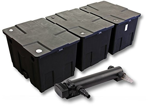 SunSun Komplettset: CBF-350C Teichfilter bis 90000 L Teichfilteranlage als Durchlauffilter, CUV-336 Teichklärer UVC Klärer mit 36 Watt UV-C Leistung
