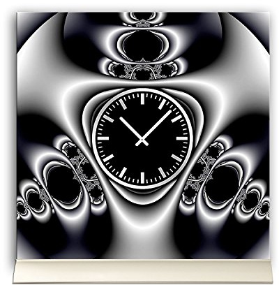 dixtime Tischuhr 30cmx30cm inkl. Alu-Ständer - edles Design schwarz grau geräuschloses Quarzuhrwerk - Kaminuhr - Standuhr TU3091