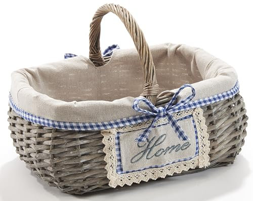 Kobolo rechteckiger Deko-Korb Einkaufskorb mit Innenfutter und Henkel im Home-Design