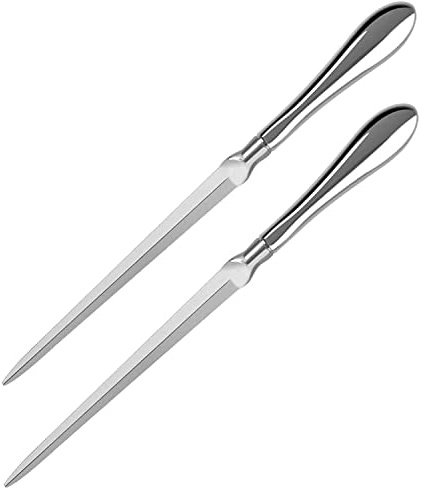 Lot de 2 ouvre-lettres enveloppe Opener, couteau, PAUL Revere enveloppe Open Slitter, métal, papier de coupe couteau, durable, plaqué nickel Lettre couteau, 22,9 cm, Silvery