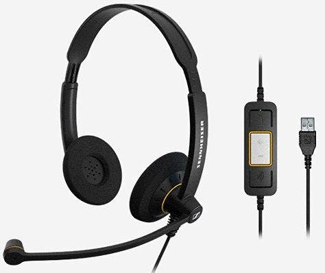 Sennheiser SC 60 USB ML Binaural Diadema Negro - Auriculares con micrófono (Centro de llamadas/Oficina, Binaural, Diadema, Negro, Digital, Alámbrico)