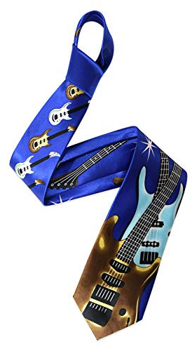 The Tie Co™ Printed Collection Wide Ties - Musical/USA/Novelty (5 - Guitar & Bass)