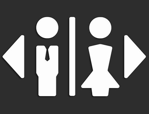 SIGNS - Plaque signalétique toilettes en Relief (15 cm) - Set adhésif Design Toilette SA101. Plaques toilette homme femme flèches de salle de bains - Autocollants pour les wc restroom (Blanc)