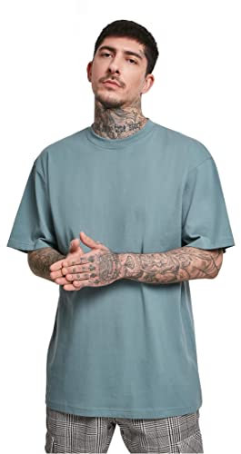 URBAN CLASSICS Men's Basic Crew Neck Tall Tee, Oversized Short Sleeves T-Shirt with Dropped Shoulders, 100% Jersey Cotton, in dusty blue, 5XL