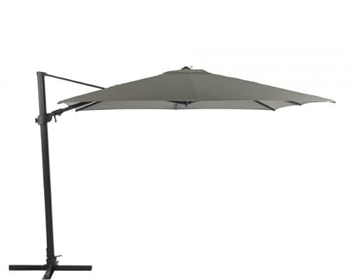 XONE Ombrellone da giardino SMITH grigio/verde 3x4 | Ombrellone palo laterale in alluminio Rotazione 360°, Inclinabile