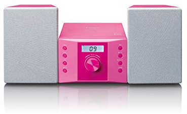 Lenco MC-013 Pink Chaîne stéréo avec radio fm et lecteur cd - Rose et Gris
