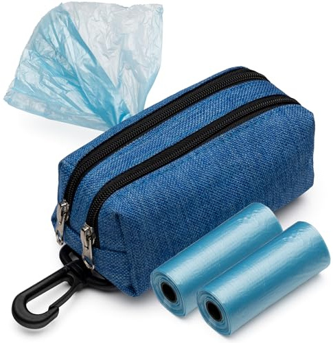 Premium Dog Poop Bag Holder for Leash - Convenient Dog Poop Bag Dispenser with Durable Design - Stylish Accessory for Easy Cleanup - Ideal for Dogs, Puppies, and Outdoor Walks - Blue