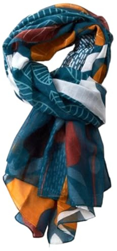 GFM Leaves Floral Abstract Print Summer Scarf (FLD)(FP) (ST-20062-GHTL-Teal)