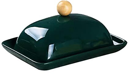 Mantequera Plato de mantequilla de cerámica plato de mantequilla con tapa de mantequilla de mantequilla de mantequilla con mantequilla de cortador Almacenamiento 1pc Mantequillera ( Color : Green )