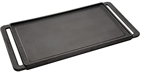 Cuisinart Reversible Cast Iron Grill/Griddle Plate, 15.75” x 9” Pre-Seasoned Cooking Surface with Flat and Ribbed Sides, Stovetop Griddle for Electric Ranges, Use on Stove, Campfire, or Gas Grill
