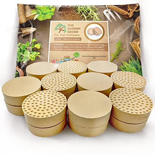 The Garden Gecko Piedini invisibili per vasi e fiori da esterno, in gomma solida, con superficie antiscivolo migliorata, confezione da 20, color nocciola