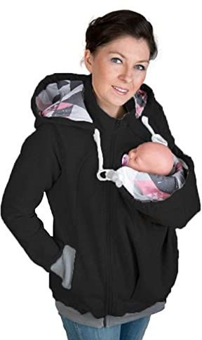 DNJKH Tragejacke für Mama und Baby Umstandsjacke, 2 in 1 Kängurujacke aus Fleece, Umstandsjacke Abnehmbar Mutterschaft Hoodie