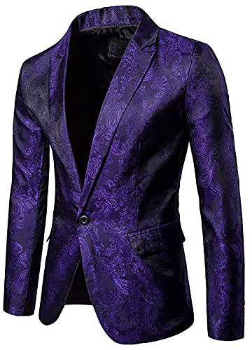 Battnot Herren Anzug 2 Teiliger Set Slim Fit Muster Mantel&Hose, Männer Blazer für Hochzeit und Party Business Casual Schlanker Einzelne-Knopf-Hochzeitsfest-Kleid Jacke Suit Regular Fit Mens Top