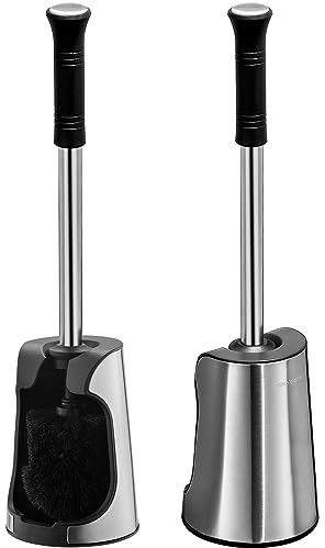 simpletome Toilettenbürste mit Schnell Trocken Klobürstenhalter, Effizientere Borsten, Edelstahl+ABS (Nylon-Borsten,Schwarz)
