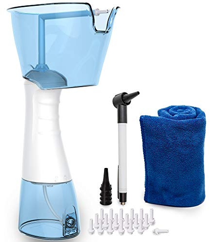 Kit Elettronico per Pulizia Orecchie Tilcare - Macchina per la irrigazione dell'orecchio - Elettrico Cerume Orecchie Pulitore per Adulti e Bambini - Con Otoscopio, Asciugamano in Microfibra e 30 Punte