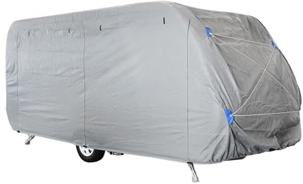 Funda protectora para caravana – Lona premium para autocaravana y caravana – Accesorio de camping, protección UV y meteorológica – Accesorio para caravana, tamaño M 550x250x220 cm, 165g/m²