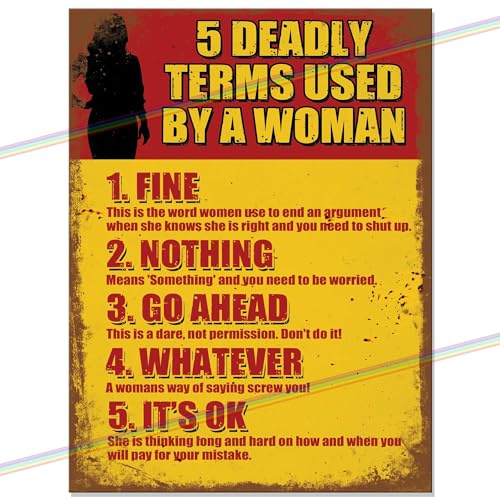 5 Deadly Terms Metal Bar Sign Accessories for Home Pub or Outdoor Garden Bar Wall Plaque Man Cave Gift Funny Retro Vintage Signs Memorabilia bar sign 20cm x 15cm