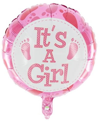 Party Factory Folienballon - It´s a Girl! - ø 45cm, rosa, Luftballon zur Geburt, Gender Reveal, Babyparty, Heliumballon Mädchen