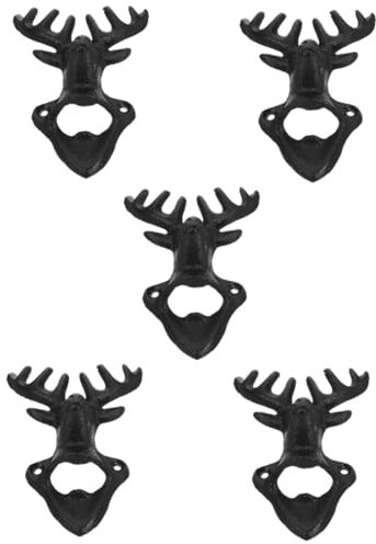 TOPBATHY 5pièces Ouvre-bouteille Mural Forme De Corne De Cerf Décapsuleur Vintage Pour Bière Et Soda Pour Bar Cuisine Ou Fête