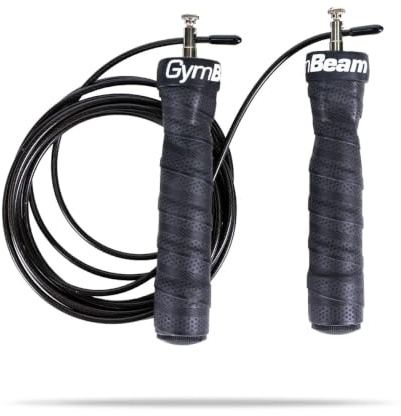 GymBeam Springseil mit Gewichten - 3m PVC-Beschichtetes Stahlseil, Weighted Springseil mit Abnehmbaren 160g Griffen, rutschfeste Oberfläche, Springseil für Ausdauertraining, Sport, HIIT