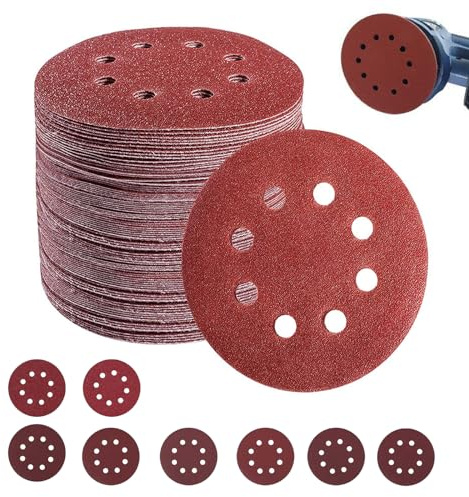 Schleifpapier 125mm Klett, 96 Stück Schleifscheiben 125mm Klett P40/P60/P80/P120/P180/P240/P320/P400 8 Loch Schleifscheiben Set für Exzenterschleifer Profi Schleifpapier