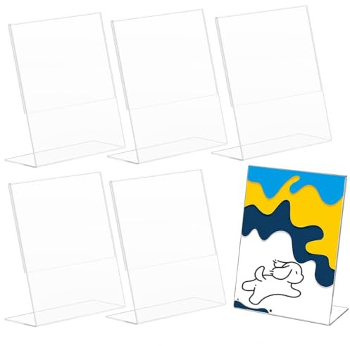6 Pezzi Espositore da Tavolo in Plastica Trasparente A5,Espositore,Espositore Plexiglass Supporto per Poster in Acrilico per Poster,Espositore da Tavolo,Portalistino,Porta Prezzi