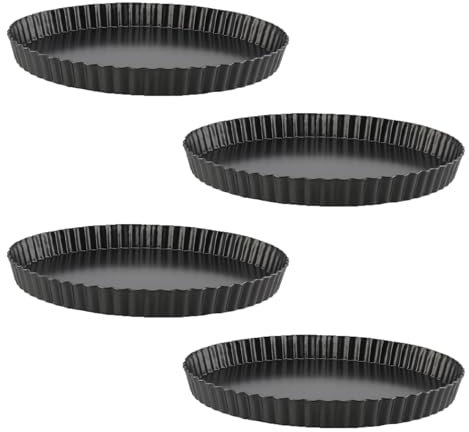 NAMYEUT 4 Stück 20 cm Tarteform mit Hebeboden, Quicheform Antihaftbeschichtet Kohlenstoffstahl Tarteform, Tarte Backform für Quiche, Torte, Obstkuchen