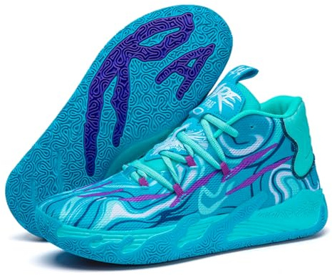 Wqsugnt Mens Multicolor High Top Basketball Shoes Non-Slip Breathable Running Shoes Fahsion Lightweight Outdoor Gym Sneakers (Blue -Purple,6.5)