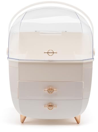 evomosa Organizzatore del trucco, organizzatore cosmetico della scatola di immagazzinaggio per i gioielli dei cosmetici rossetti dell'organizzatore della scatola dell'organizzatore (Bianco)