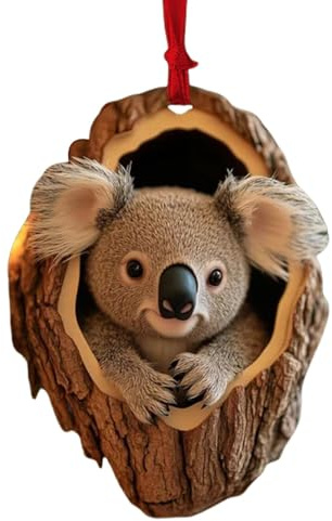 Generic Tier-Weihnachtsschmuck – Acryl Koala, Katze, Affe, 2D hängende Ornamente, Weihnachtsbaum-Dekoration