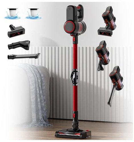 LRF-yxkj Aspira E Lava Pavimenti Casa Asciutto e Umido,Luci LED,5 in 1 Aspirapolvere E Lavapavimenti Senza Fili per Pulizia Domestica/Capelli/Polvere/Lavapavimenti