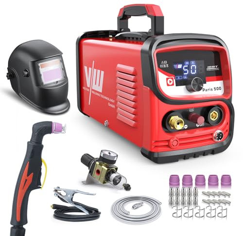 VECTOR WELDING Découpeuse Plasma Paris 500D SET - IGBT Inverter- Allumage haute fréquence HF Pilot - Découpe jusqu'à 14 mm de capacité de coupe - coupe malgré la peinture et la rouille volante