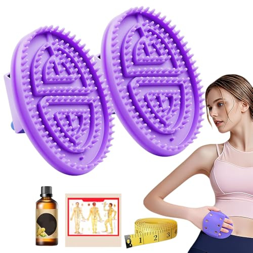 ANYSENT Meridian Brush Massage Brush,Beauty Salon Professional Custom Meridian Brush,Full Body Relaxation Comb,Portable Body Handheld Massage Tools (Purple +Essential Oil Set)