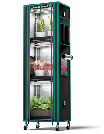 MARS HYDRO 2025 Plant Stand with Grow Lights 4-Tier Plant Shelf with 6 Full Spectrum LED Lamps (54W, 12‘’) & Grow Tent Mini Greenhouse for Vegetables, Seedlings, Plant Growth 5000K, 16x12x47''