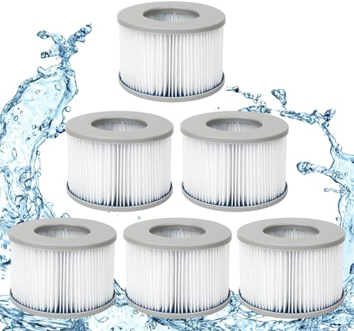 XIMEY Poolfilter 6 PCS Filterkartuschen, Pool Filter Cartridge, Whirlpoo Filter, Filter Ersatfilter mit MSpa Modellen ab 2020, Flowclear Filterkartusche für aufblasbare Pools, Heiße U-Boote und Spa