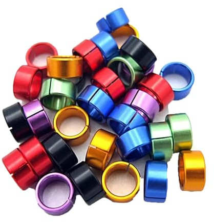 20 Stück Aluminiumringe für Vogelbeine, keine Markierung, gemischte Farben, geeignet zur Geflügelidentifizierung von Hühnern, Enten, Tauben usw.,Innendurchmesser 6,0 mm