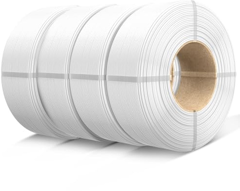 SUNLU 4KG PETG Filament Refill 1.75mm, No-Spule PETG 3D Drucker Filament Bundle, 3D Filament Refill for Reusable Spulen Compatible with Bambu Lab Filament Drucker, 1KG/Rolle, 4 x Weiß