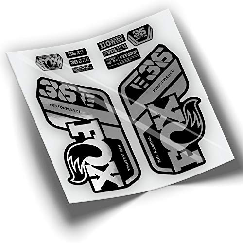 REF:VP431 Autocollants compatibles avec fourche FOX 36 2021-2025 PERFORMANCE MTB, autocollants, autocollants, vinyles pour vélos de montagne (CHROMÉ ARGENT)