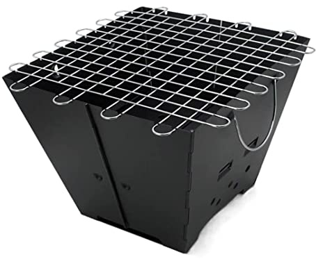 Barbecue a carbonella Quadrato Pieghevole, Compatto e Leggero, per Feste e cene all'aperto (Nero)