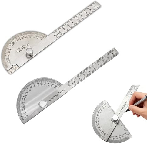 CLDURHGE goniometro Professionale 2 Pezzi per falegnameria e Costruzioni Strumenti di misurazione Angoli Acciaio Inox 180° con Braccio Regolabile per ingegneria e Design architettonico