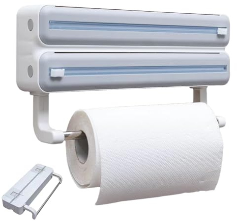 Wall Mounted Wrap Dispenser - Aluminum Foil Cutter Box, Refillable Kitchen Storage Rack, Smooth Sliding Organizer | Convenient Household Accessory for Cling Film Paper Roll