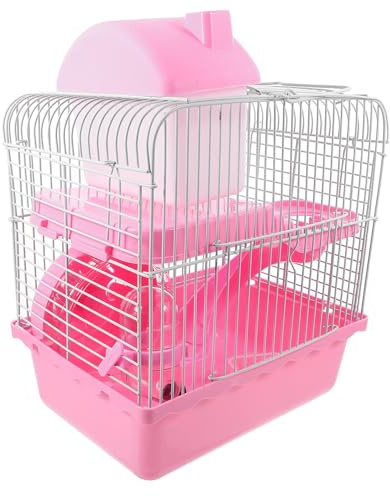 Lurrose Hamsterkäfig Mehrstöckig aus Rattendraht Großer Kleintierkäfig mit Spielhaus Sicherer Nagerlebensraum für Hamster und Kleine Haustiere Geeignet als Haustiervilla und Geschenk