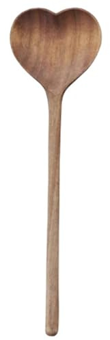 Cuillères en bois | Cuillères en bois en forme de cœur, cuillère à sel de bain japonaise à long manche 10 po pour la cuisine, louche mélanger en forme d'amour pour café, thé, milkshake
