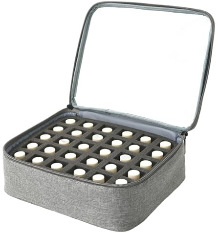 Organizer per smalti per unghie per 30 bottiglie, contenitore per smalto ben imbottito con coperchio trasparente, borsa portatile con cerniera per viaggi nel salone di casa, smalto 9, 8 x 8, 7 x 2