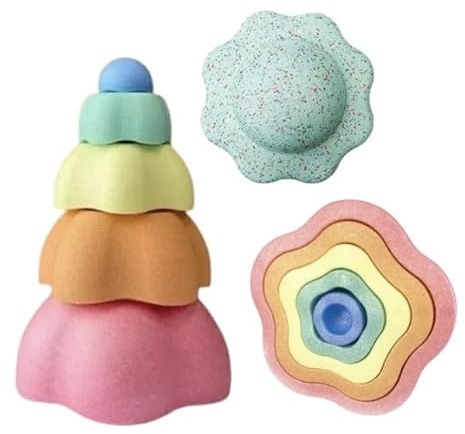 Generisch Balanciersteine mit Balancierbrett als Set für Kinder I Spiel- & Stapelsteine I Motorikspielzeug I Kreativität I Bewegungsspiel I Indoor & Outdoor (Colorful Set)