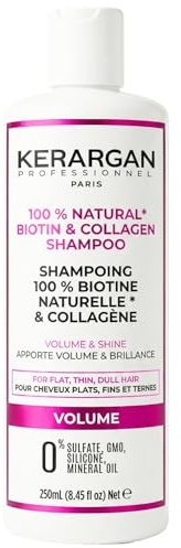 KERARGAN - Champú de Biotina y Colágeno para Pelo Fino y Volumen - 250ml | Champú de biotina y colágeno para pelo fino, limpia con suavidad y aporta cuerpo, volumen y brillo